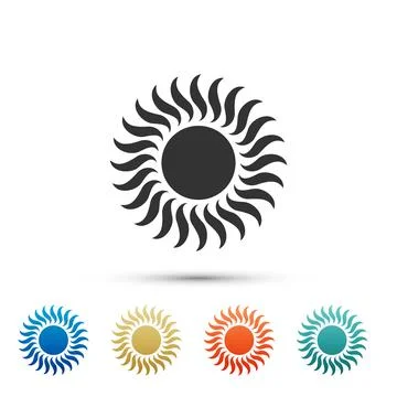 Sun icon isolated on white background. Set elements in color icons. Vector Stock Illustration