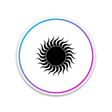 Sun icon isolated on white background. Circle white button. Vector Illustration 스톡 일러스트