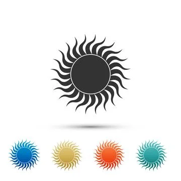 Sun icon isolated on white background. Set elements in color icons. Vector Stock Illustration