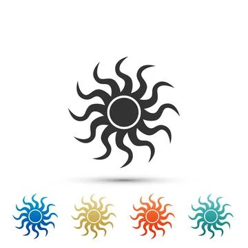 Sun icon isolated on white background. Set elements in colored icons. Flat Illustrazione stock
