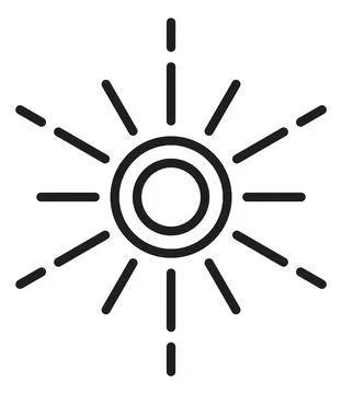 Sun icon in linear style. Shining star rays Stockillustratie