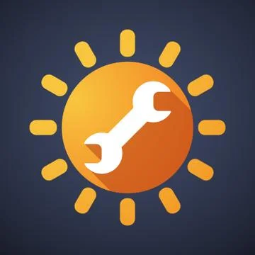 Sun icon with a monkey wrench Stock Illustration