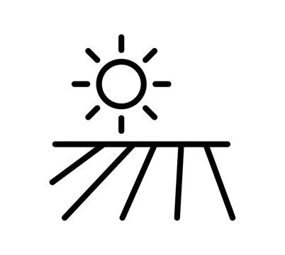 Sun Icon Over Landscape with Lines Depicting Fields and Sunshine Design Stock Illustration