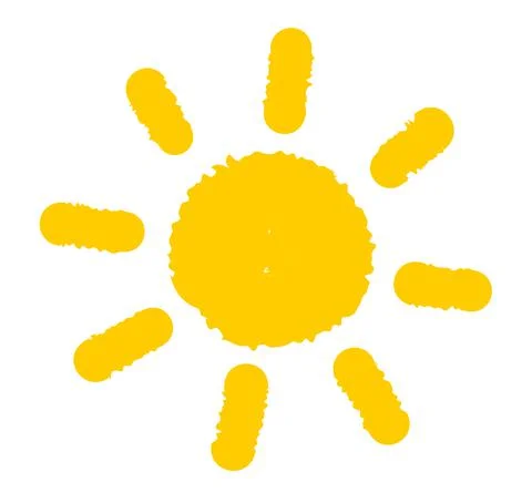 Sun icon painted. Flat design summer vector illustration. Stock Illustration