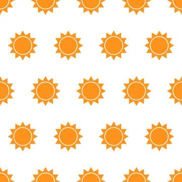 Sun icon with rays seamless pattern. Vector illustration of a weather forecas Stockillustratie
