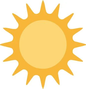 Sun icon with rays yellow Illustrazione stock