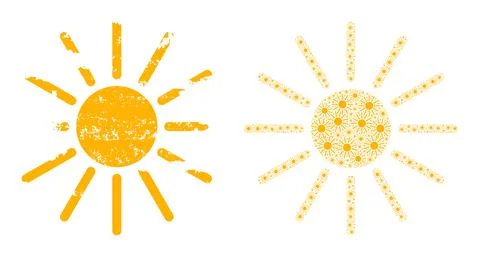 Sun Icon Recursion Mosaic and Grunge Textured Icon Illustrazione stock