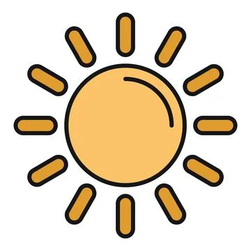 Sun icon representing summer weather and solar energy Stock Illustration