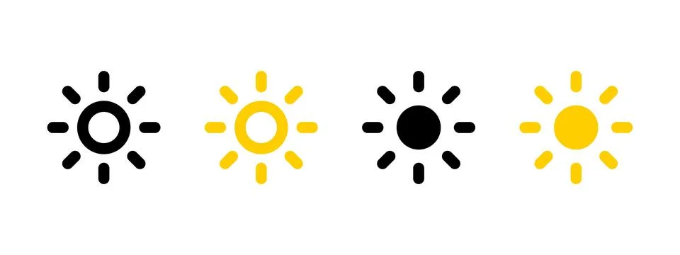 Sun icon. Screen brightness symbol. Sunlight vector illustration. Heat and .. Stock Illustration