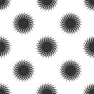 Sun icon seamless pattern on white background. Flat design. Vector Illustration Stock Illustration