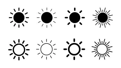 Sun icon set. Brightness Icon vector Stock Illustration