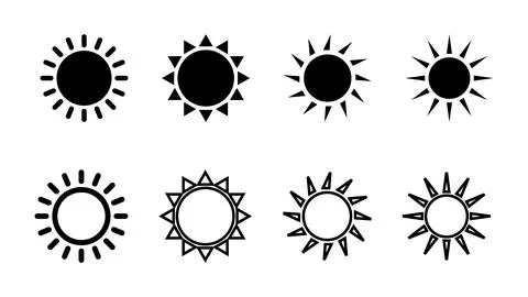 Sun icon set. Brightness Icon vector Stock Illustration