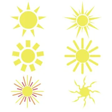 Sun icon set. Elements for design. Vector illustration. Stock Illustration