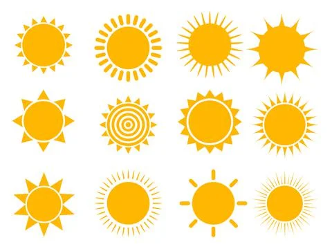 Sun icon set 스톡 일러스트