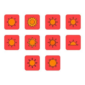 Sun icon set Stock Illustration