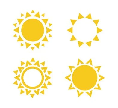 Sun icon set. Summer rest sign. Travel agency logo template. Sunny circle Stock Illustration