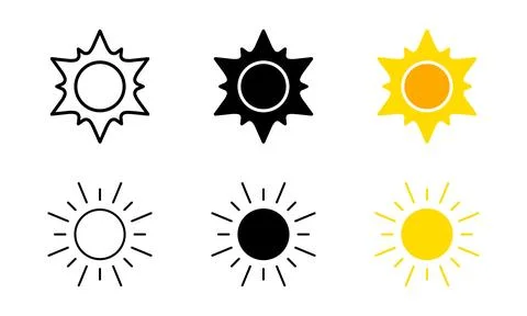 Sun icon set. Summer symbol. Sunlight vector illustration. Sunshine sign. S.. Stock Illustration