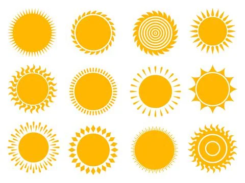 Sun icon set, vector illustration 스톡 일러스트