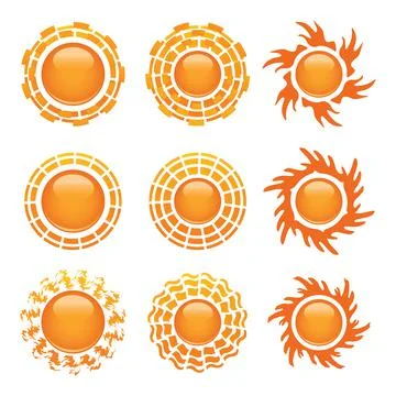 Sun icon set on white background. Stock Illustration