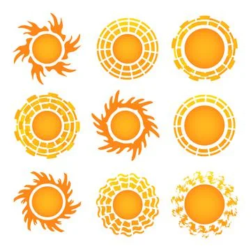 Sun icon set on white background. Vector illustration. Stock Illustration