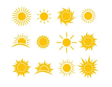 Sun icon set. Yellow sun star icons collection. Vector 스톡 일러스트