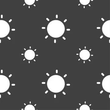 Sun icon sign. Seamless pattern on a gray background. Vector イラスト素材