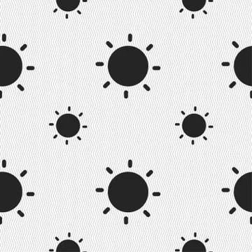 Sun icon sign. Seamless pattern with geometric texture. Illustrazione stock