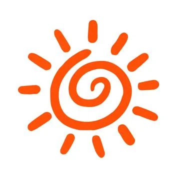 Sun icon as spiral on isolated background Stock Illustration