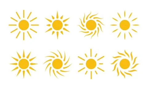 Sun icon vector. Cartoon simple flat design elements. Illustrazione stock
