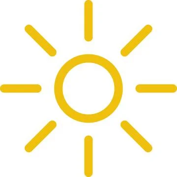 Sun icon vector. Yellow sun clipart on white. Sun symbol transparent background Stock Illustration