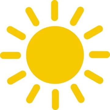 Sun icon vector. Yellow sun clipart on white. Sun symbol transparent background Stock Illustration