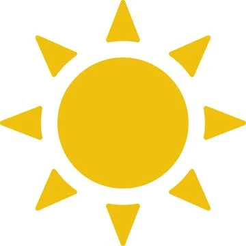 Sun icon vector. Yellow sun clipart on white. Sun symbol transparent background Stock Illustration