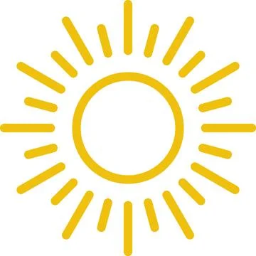 Sun icon vector. Yellow sun clipart on white. Sun symbol transparent background Stock Illustration