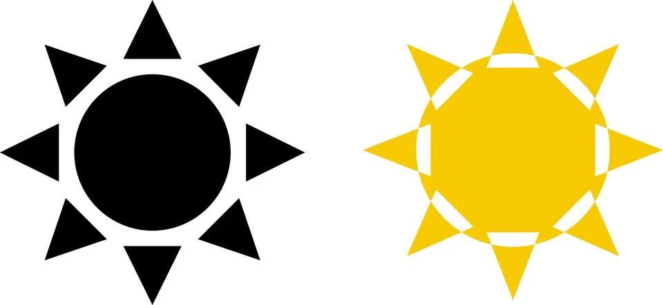 Sun icon vector. Yellow sun clipart on white. Sun symbol transparent background イラスト素材