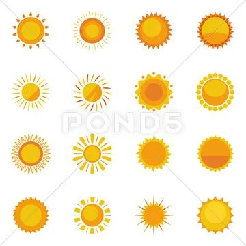 Sun Icons Collection Stock Illustrationen