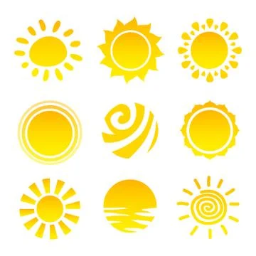 Sun Icons Set Stock Illustration