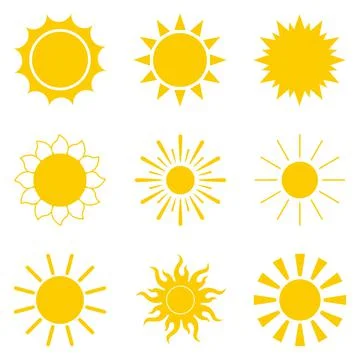 Sun icons vector symbol set Stock Illustration