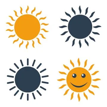 Sun icons on white background. Stock Illustration