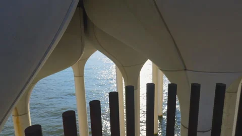 The sun illuminates the water of Hudson River at Little Island in NYC Video stock 249370182
