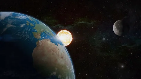 Sun Illuminating Planet Earth And Moon Vídeo Stock 83680668