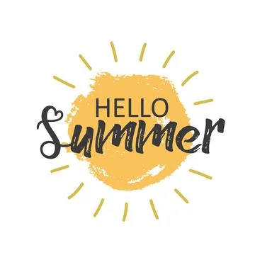 Sun with an inscription: Hello Summer, vector, sticker. Stock Illustration