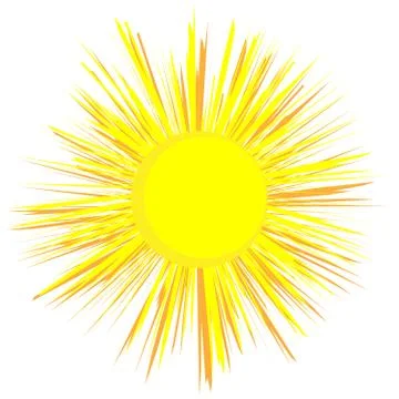 Sun isolated on white background. Illustrazione stock