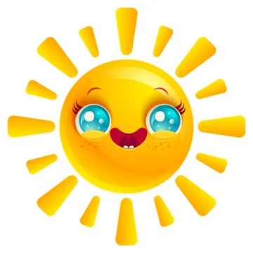Sun in kawaii style. Illustrazione stock