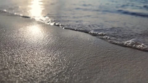 Sun Kissed Waves Caressing Sandy Beach Stock Footage 264814998
