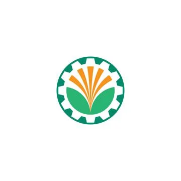 Sun, leaf and gear vector logo design Stock Illustration