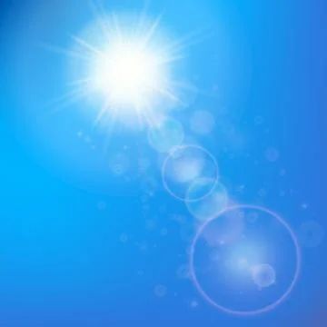 Sun with lens flare template Stock Illustration