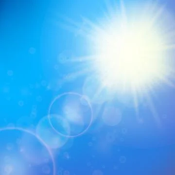 Sun with lens flare template Stock Illustration