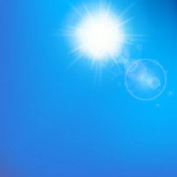 Sun with lens flare template Stock Illustration