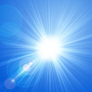 Sun with lens flare, vector background Stock Illustration