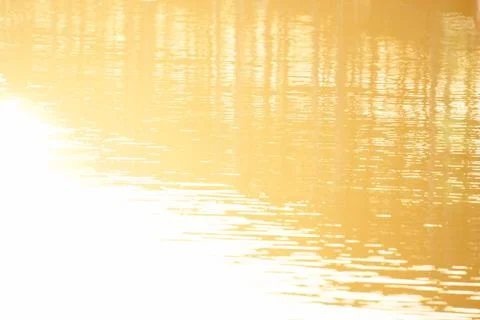 Sun light That is about to set, reflecting on the water in a beautiful golden Stock Photos